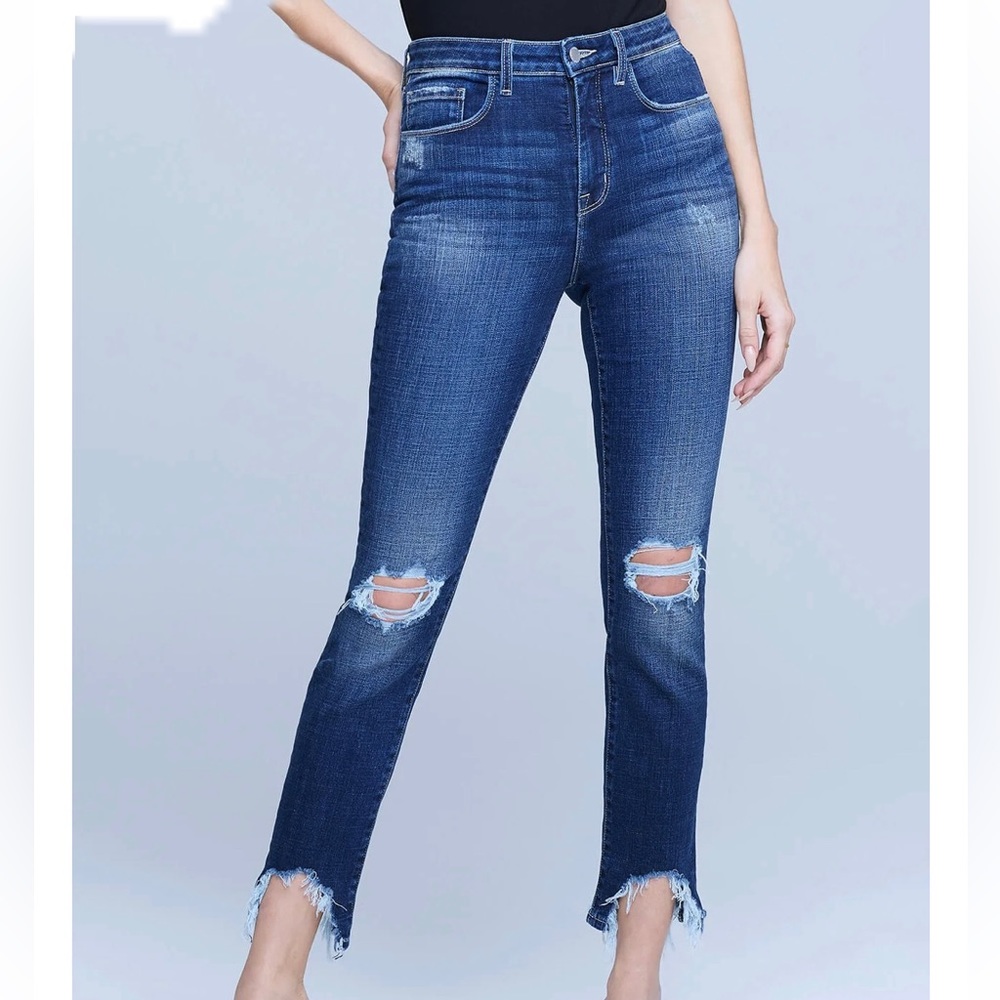 L’AGENCE High Line High Rise Destruct Denim Jeans Size 26